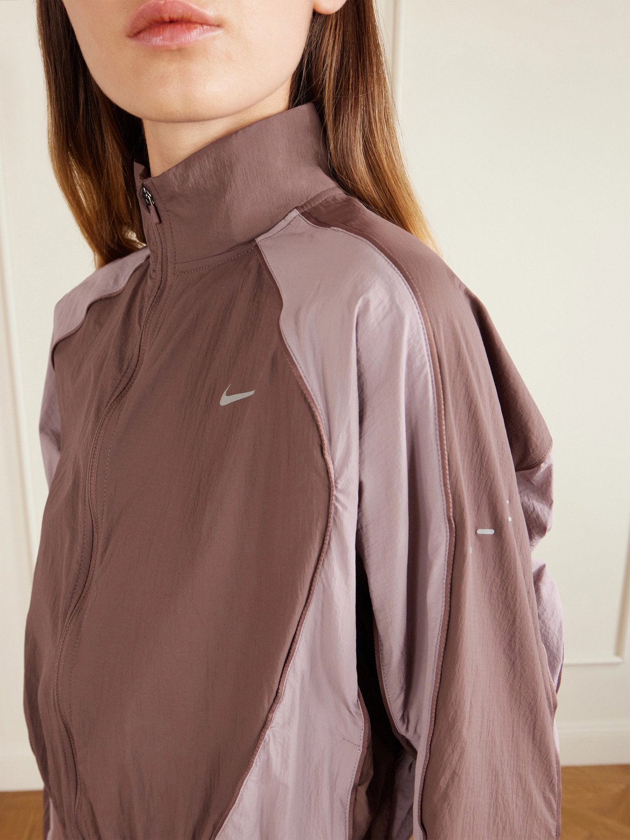 Swift Cropped Two-tone Shell Jacket - Purple