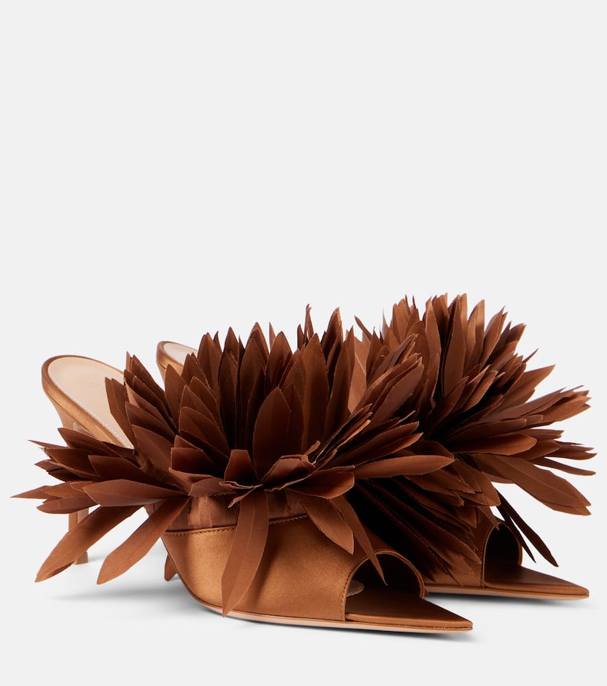 Gianvito Rossi Daniah 85 appliqué crêpe satin mules