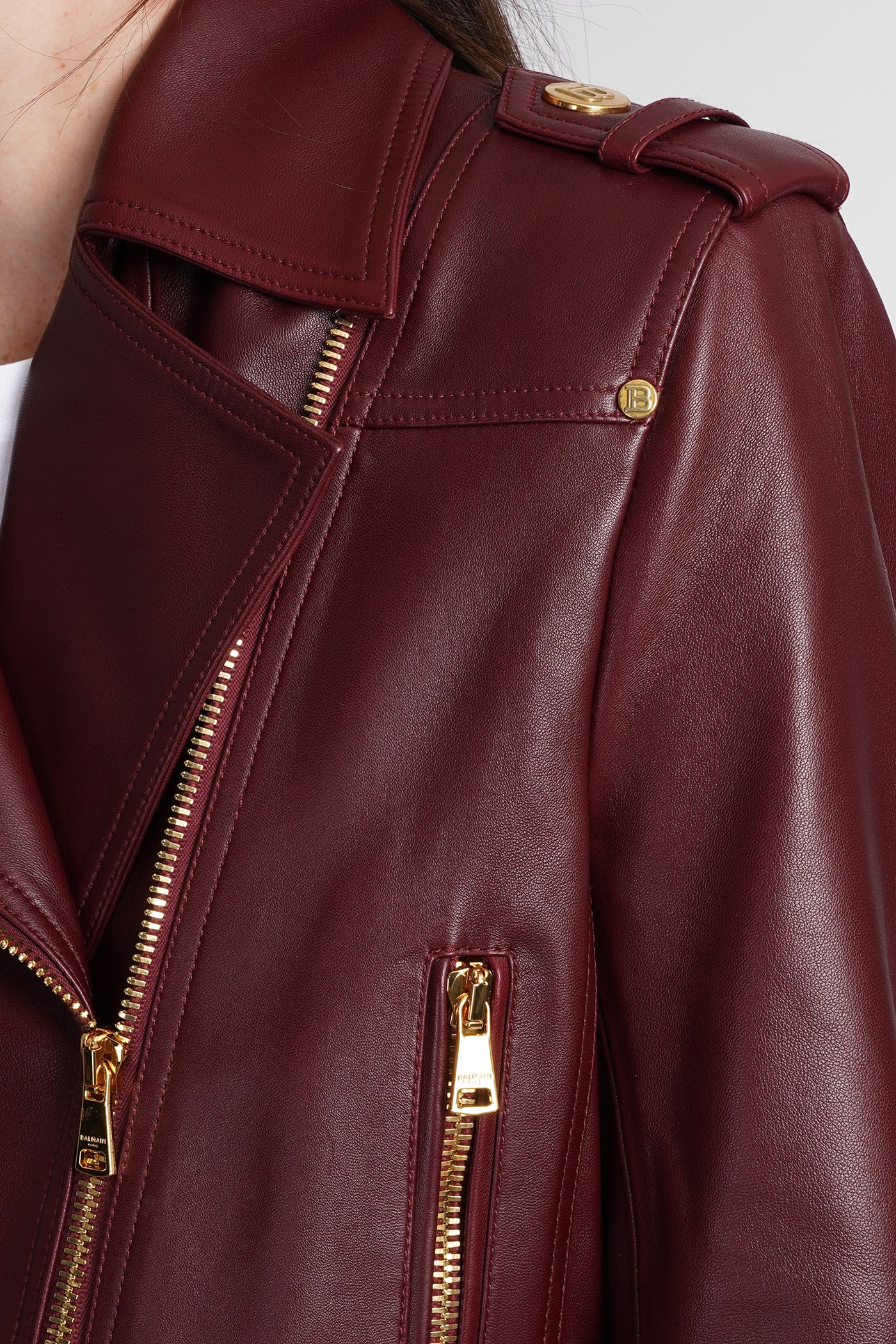 Leather Jacket In Bordeaux Leather