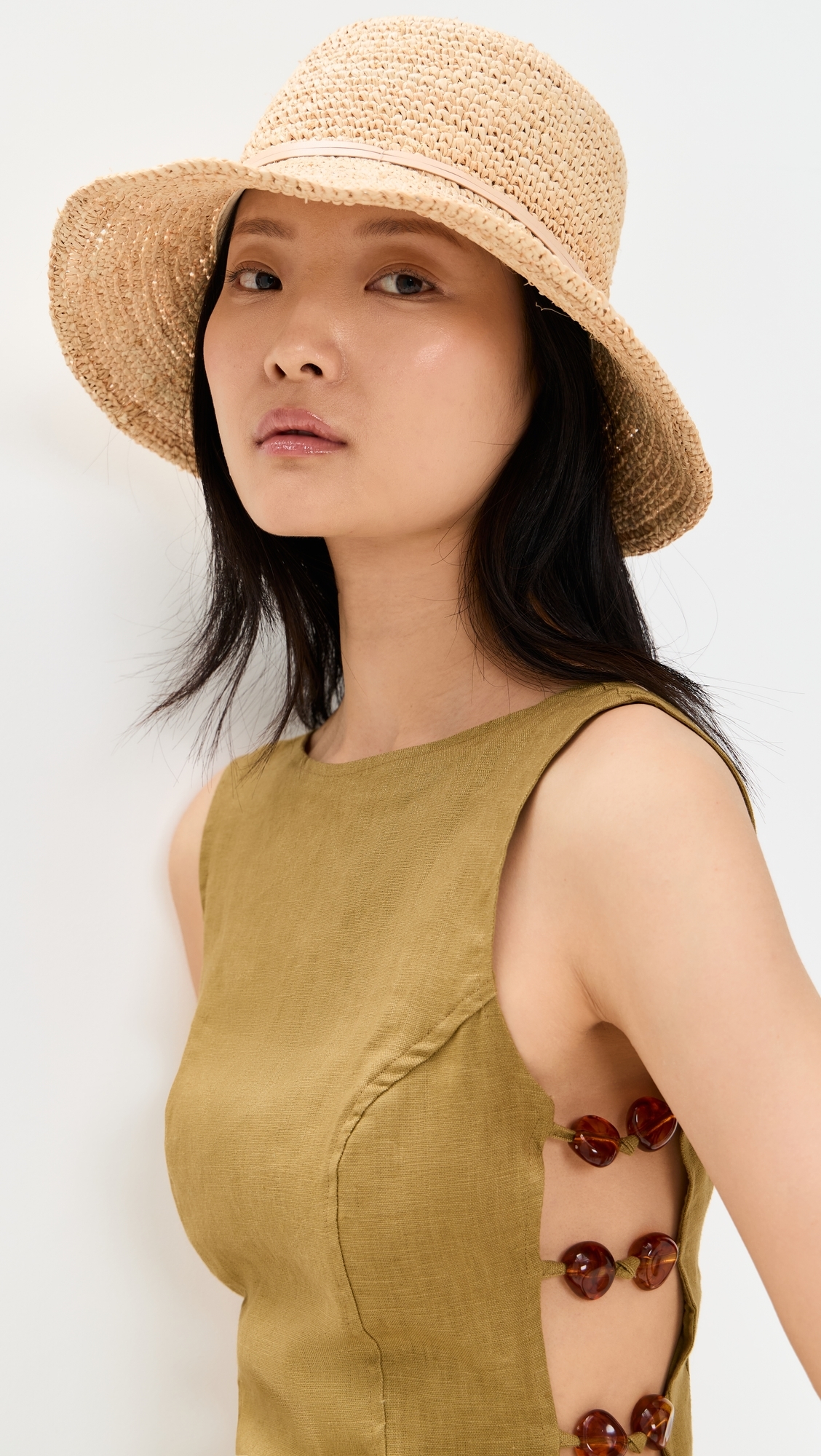 Betty Crochet Bucket Hat Natural/Tan One Size