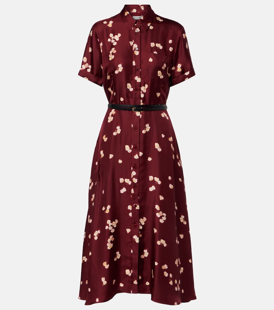 Printed belted silk shirt dress
