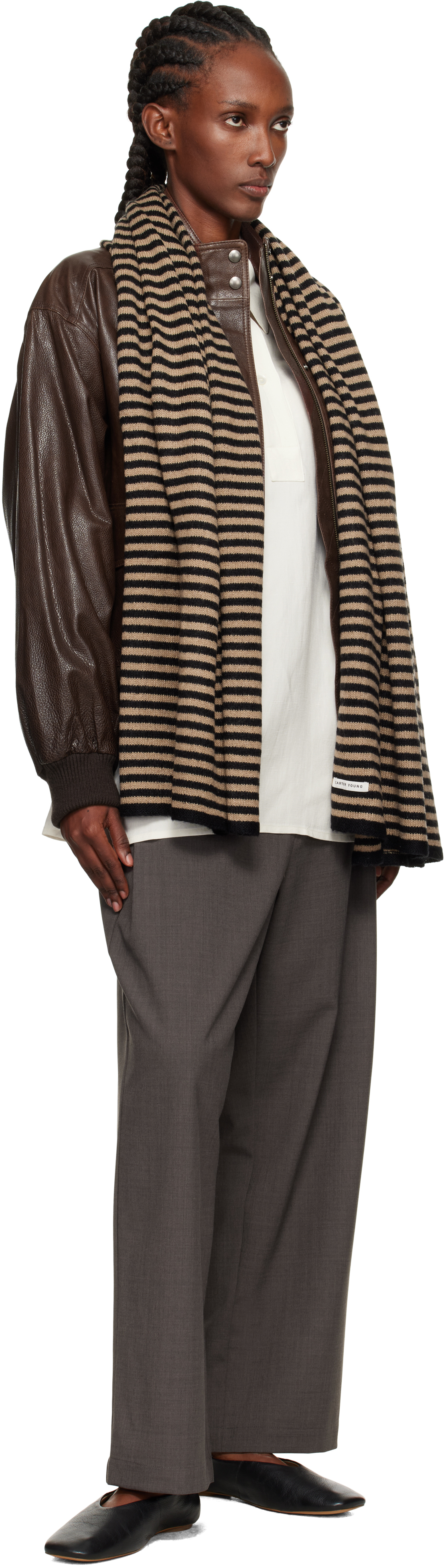 Black & Beige Wool Leigh Scarf