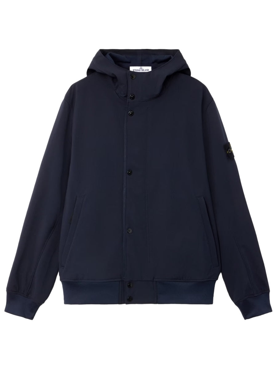 Hooded Jacket with Water- and Wind-resistant Membrane LIGHT SOFT SHELL-R E. DYE TECHNOLOGY in RECYCLED POLYESTER