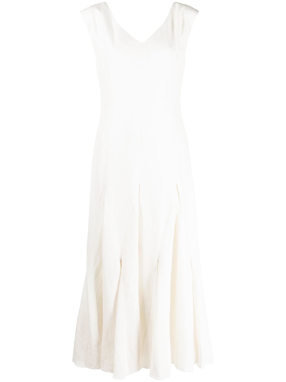 Harlequin silk-linen midi dress - White