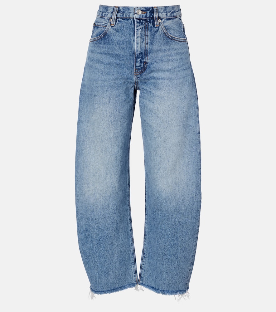 Bubble cropped barrel-leg jeans