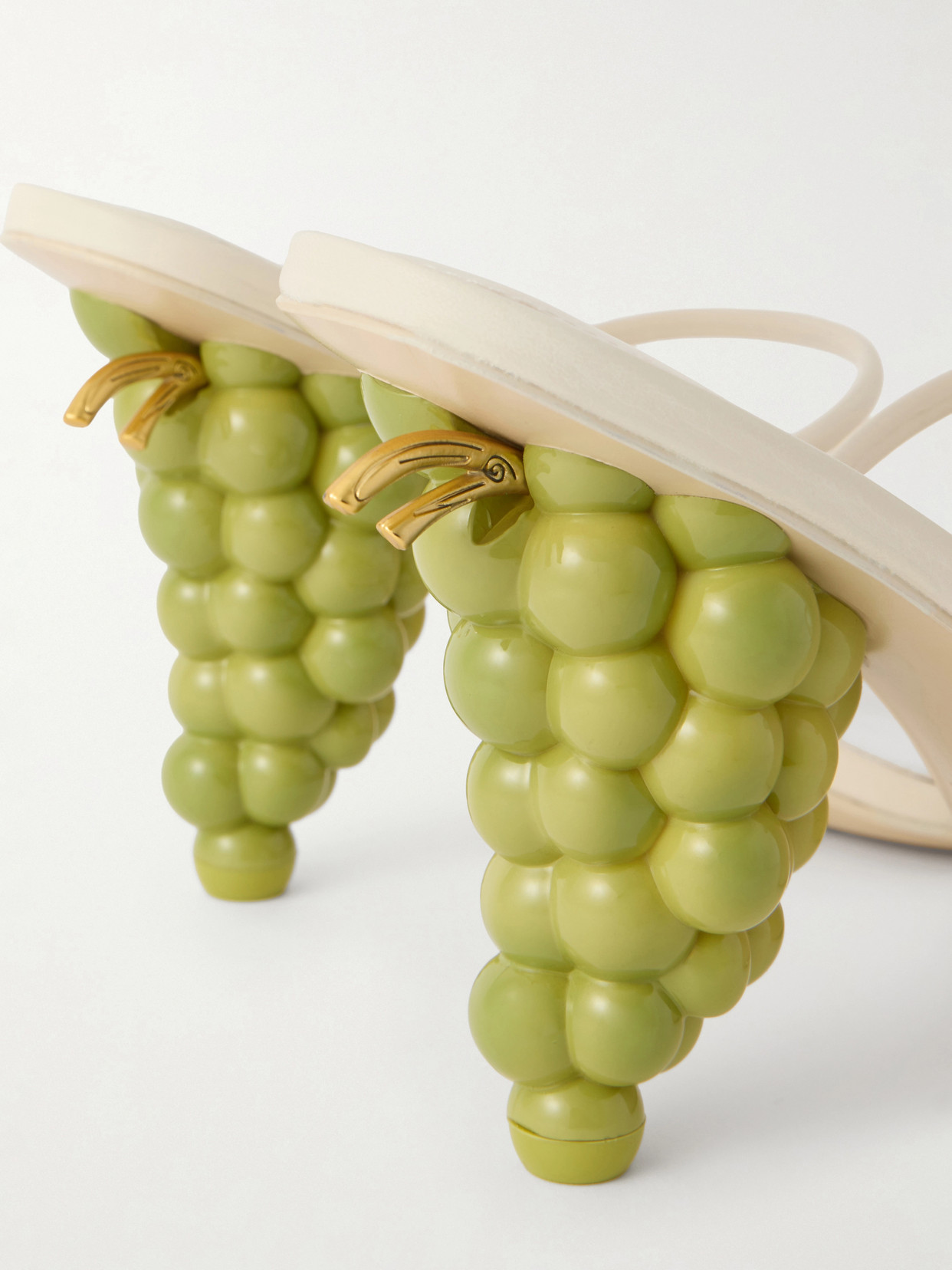 Grape Leather Sandals - White
