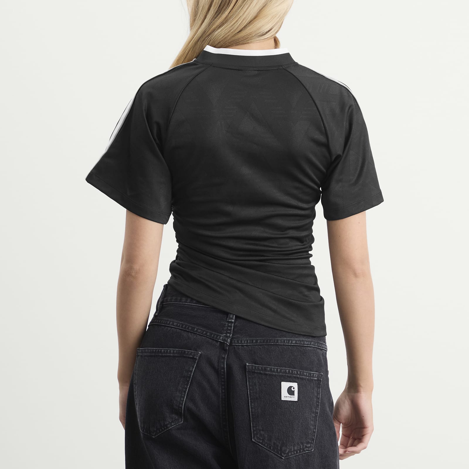 Women's Rouched Football Top in Black