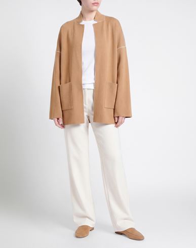 Woman Jacket Camel Size L Virgin Wool, Silk, Cashmere, Polyamide, Elastane