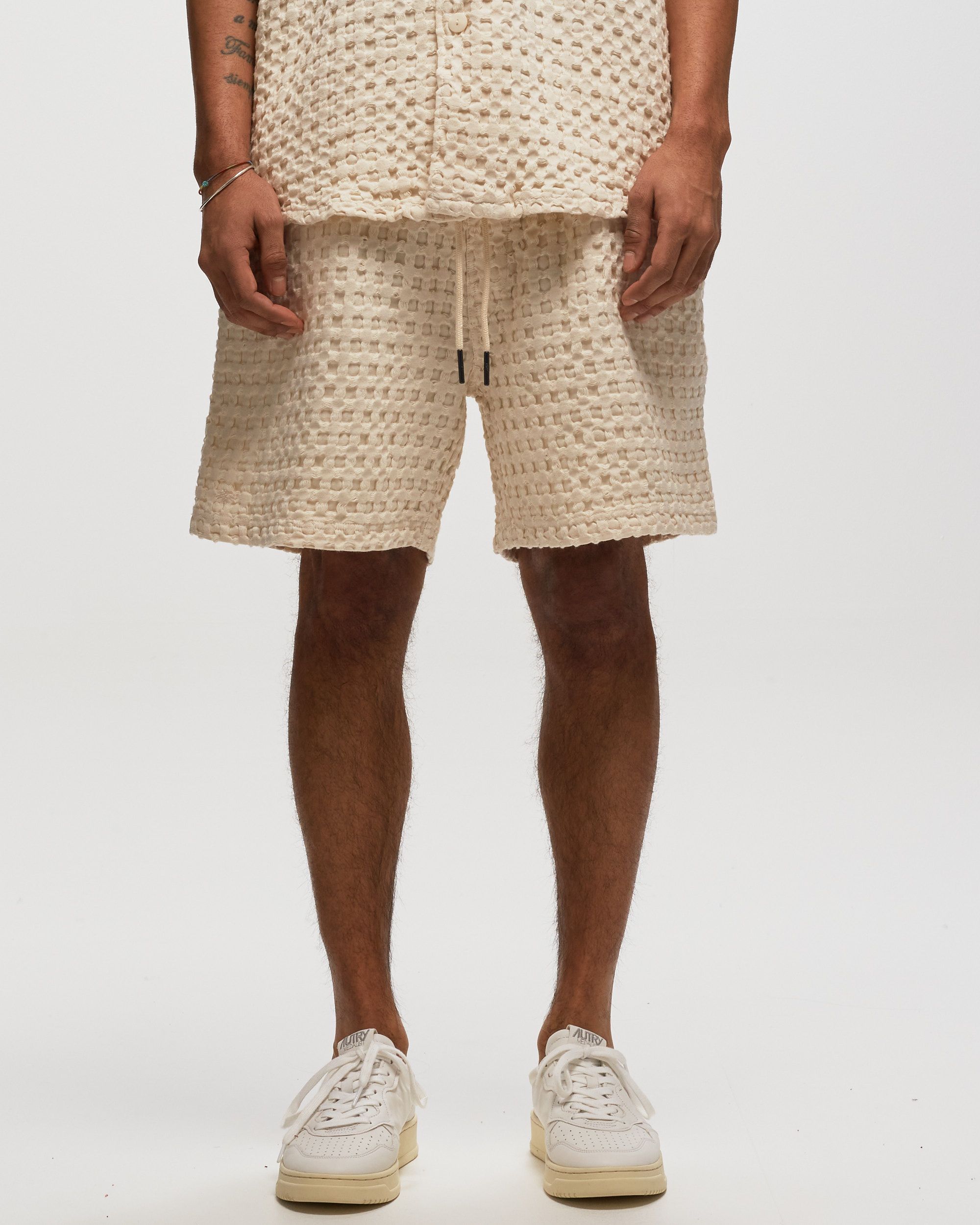 Ecru Porto Waffle Shorts beige male Casual Shorts now available at BSTN in size S