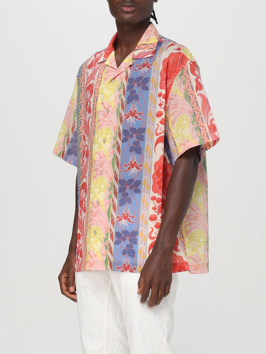 Floral-print bowling shirt - Blue