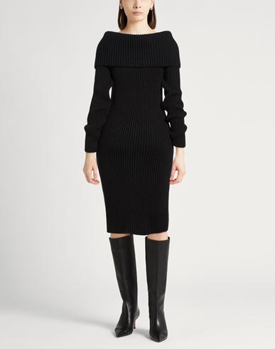 Woman Midi dress Black Size L Merino Wool, Cashmere