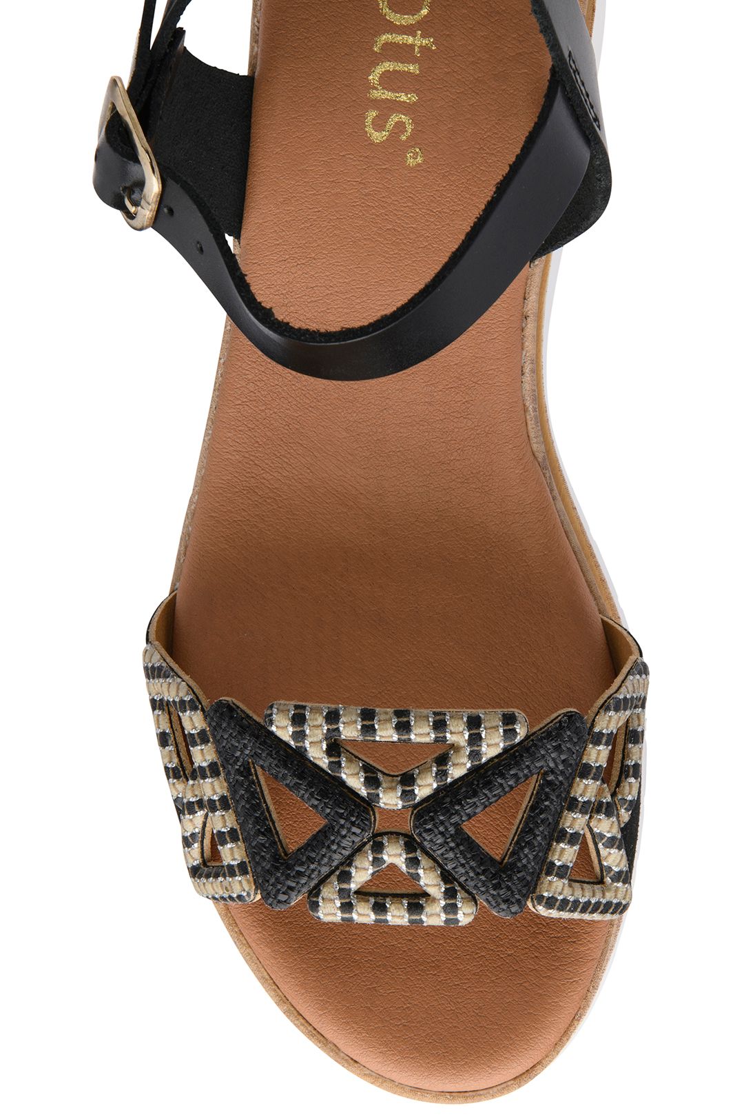 Lotus 'ariah' Leather Wedge Sandals In Black