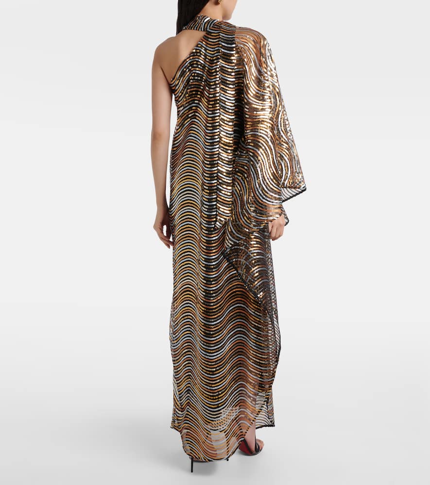 Glaum one-shoulder sequined gown