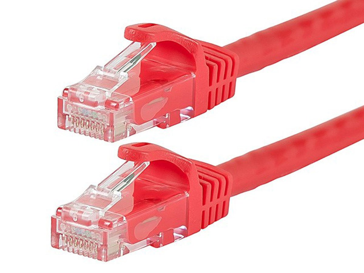 Cat6 2ft Red Patch Cable, UTP, 24AWG, 550MHz, Pure Bare Copper, Snagless RJ45, Flexboot Series Ethernet Cable
