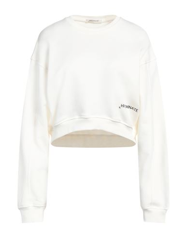 Hinnominate Woman Sweatshirt Off white Size M Cotton, Elastane