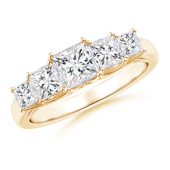 Angara 0.52 Carat Graduated Princess-Cut Trellis Diamond Five Stone Ring in 14K Yellow Gold