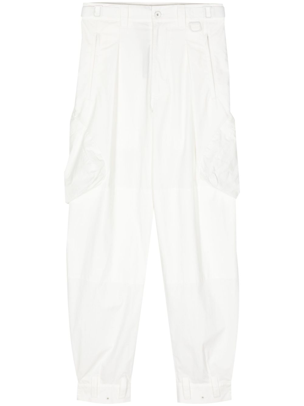 Pleated cargo trousers - White