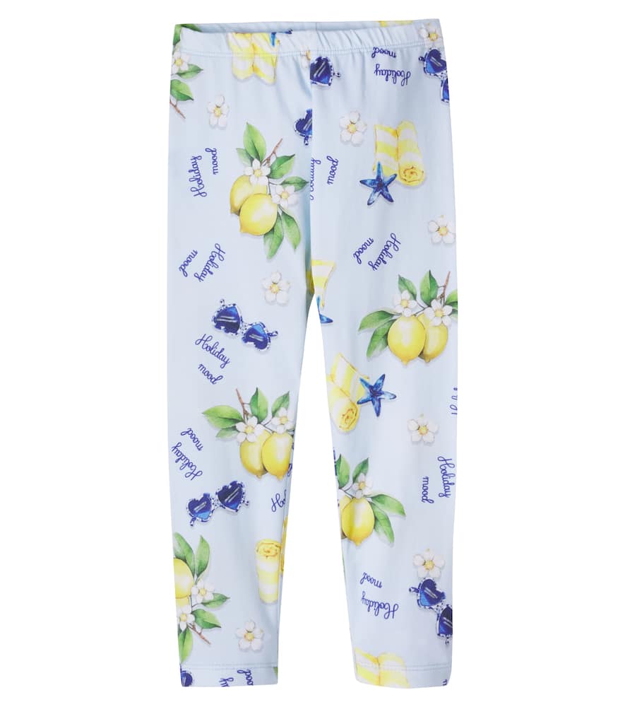 Printed cotton-blend jersey leggings