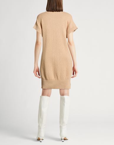 Woman Midi dress Sand Size 6 Cotton, Linen