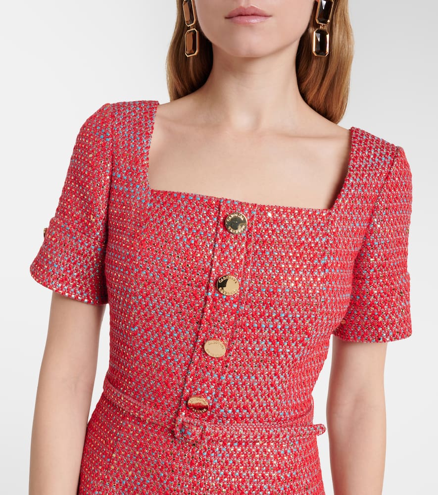 Cotton-blend lamé tweed midi dress