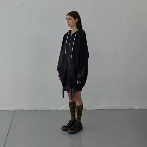 LCDC WASHED LONG ZIP-UP HOODIE