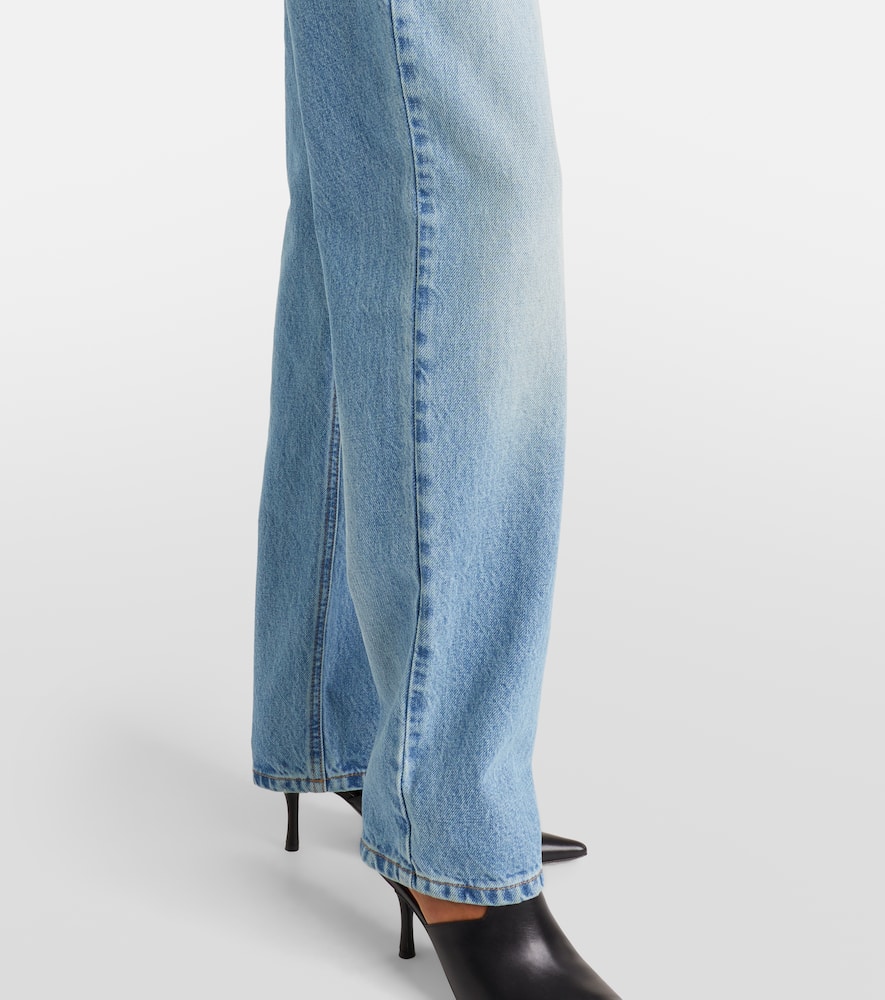 Distressed embellished wide-leg jeans