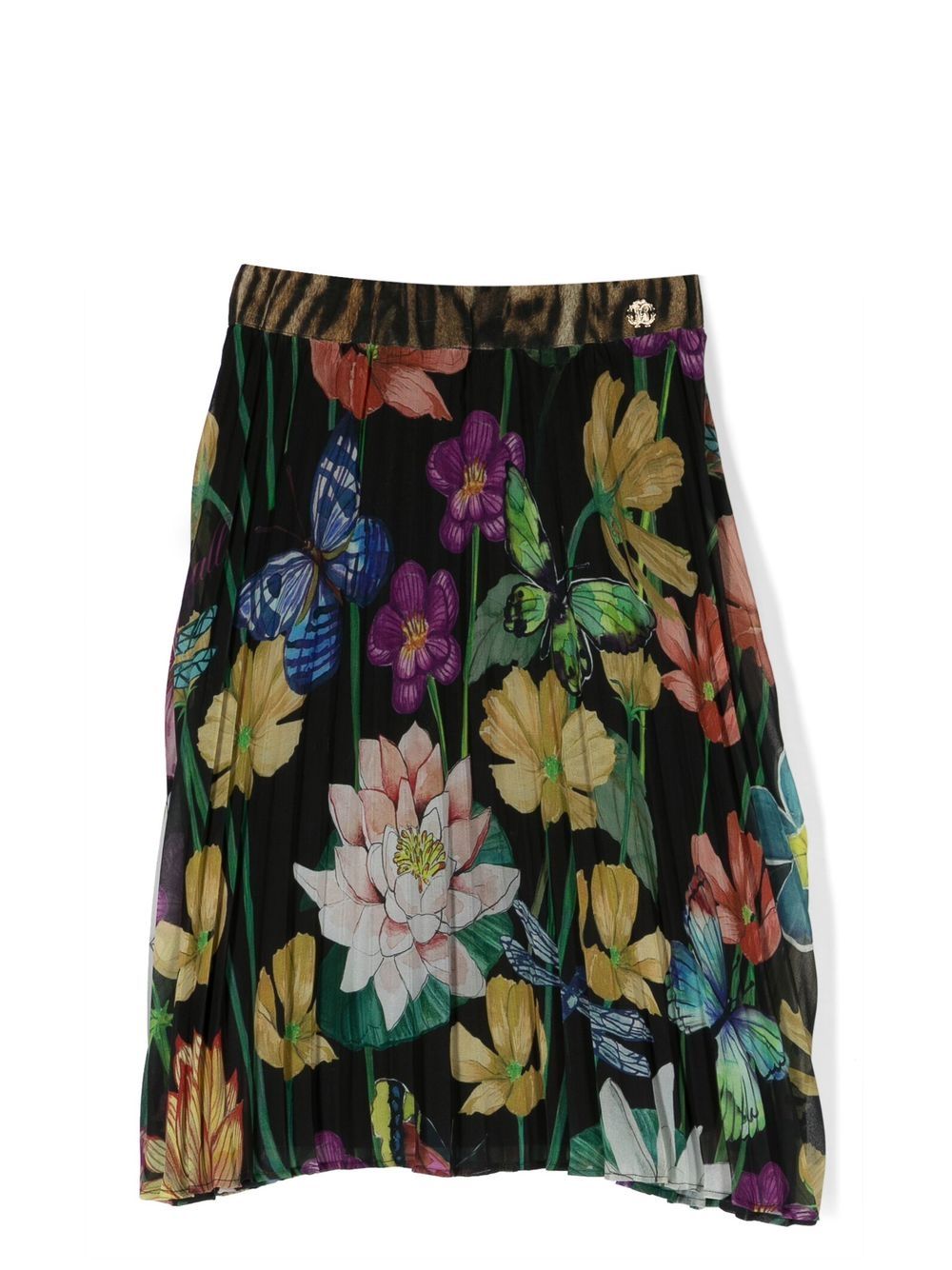 Floral-print pleated skirt - Black