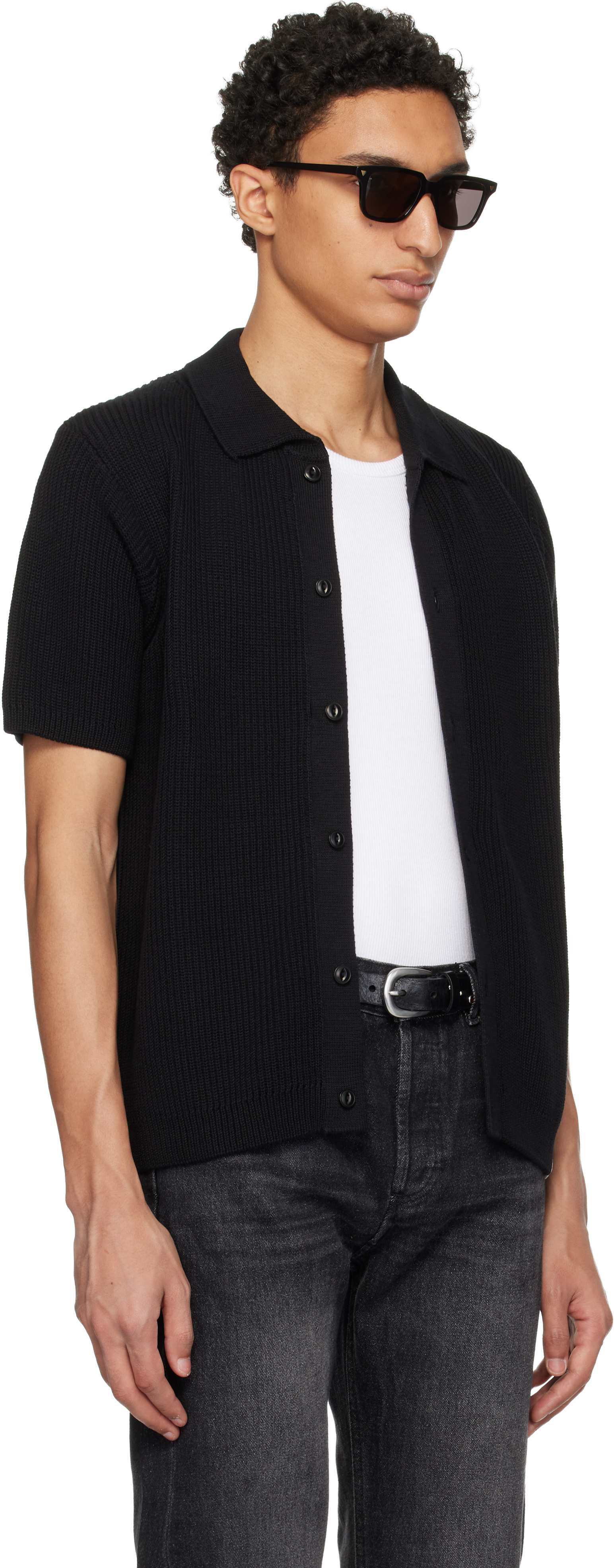 Black 1961 Ribbed Cotton Knit Shirt