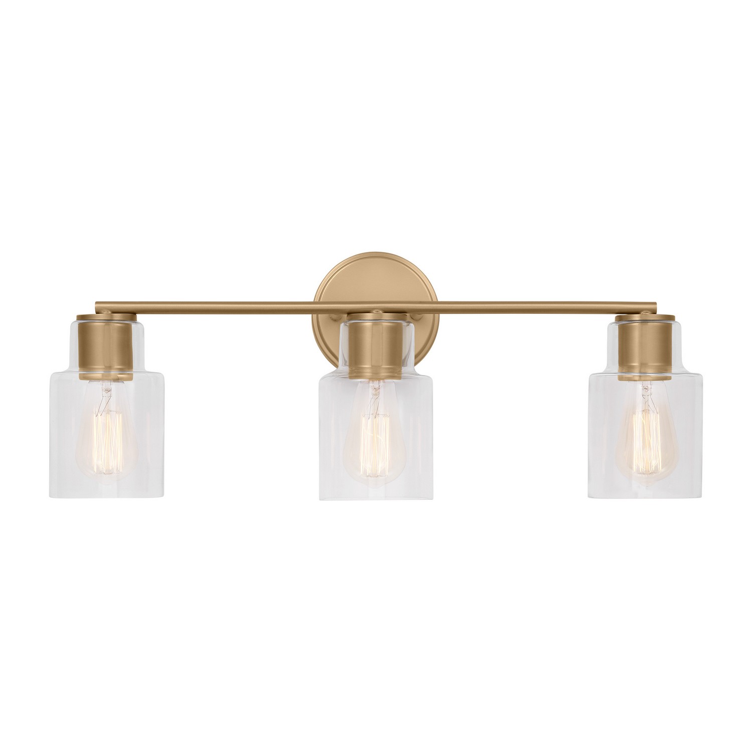 Satin Brass Three Light Bath from the Sayward Collection