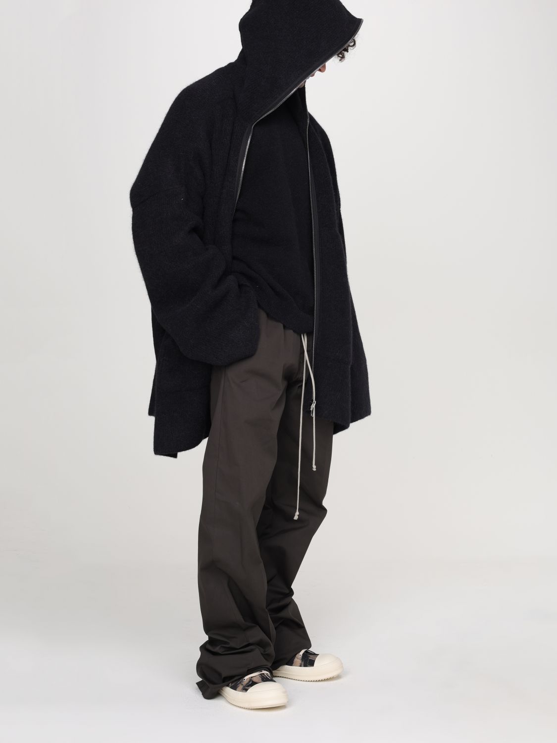 Drop-shoulder hooded jacket - Black
