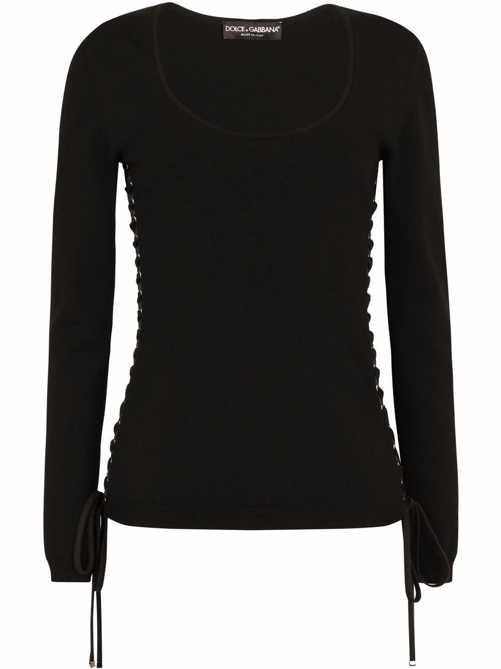 Lace-up fitted jumper - Black