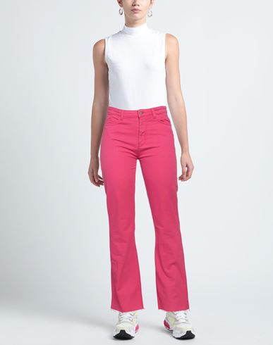 Woman Pants Fuchsia Size 27 Cotton, Elastane