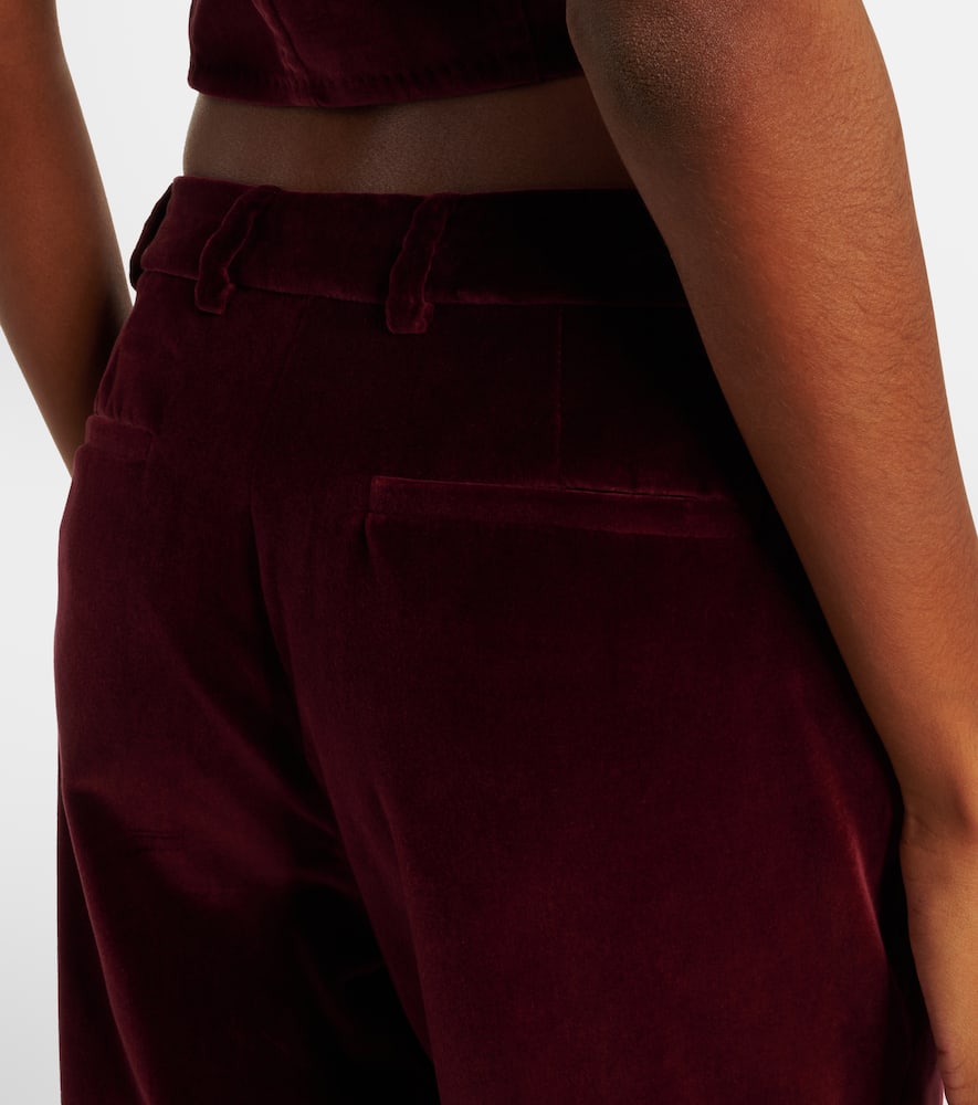 Mid-rise cotton velvet flared pants