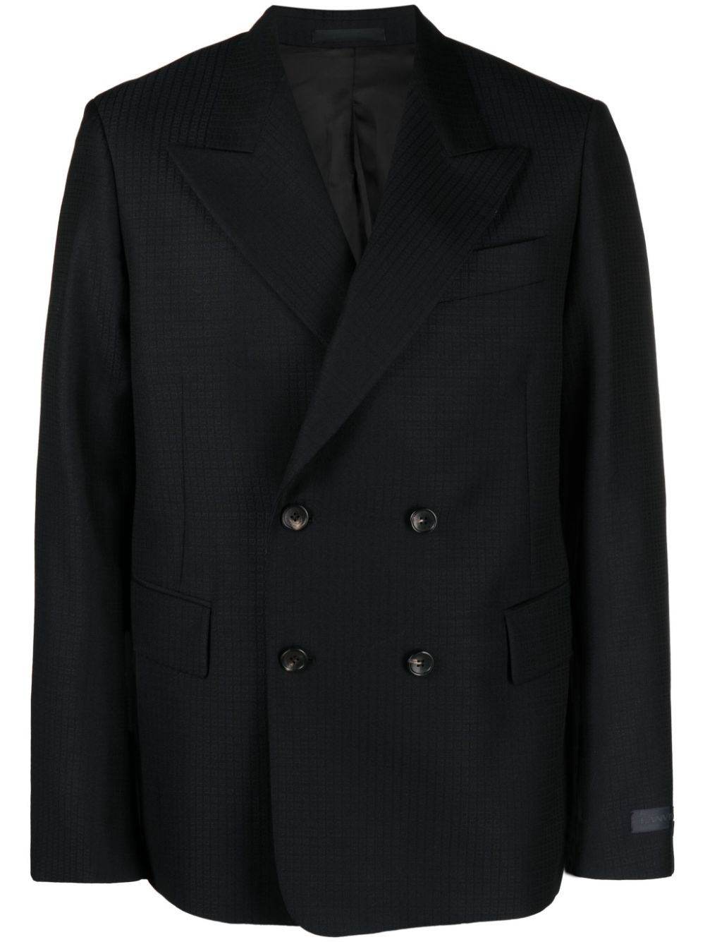 Checked double-breasted blazer - Blue