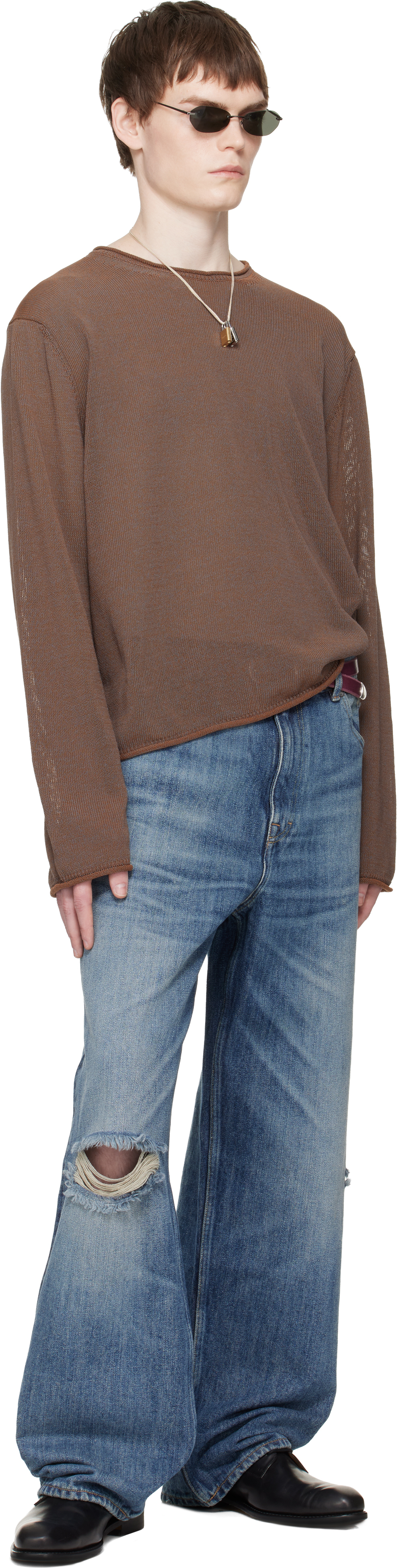 Brown Rigid Popover Sweater