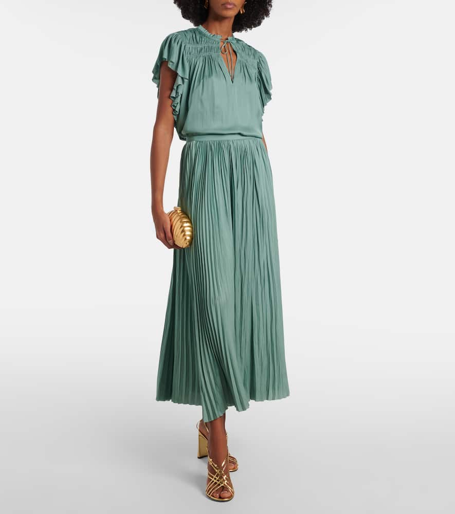 Lulu satin plissé maxi skirt