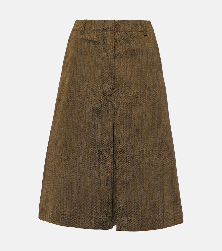 Cotton and silk-blend midi skirt