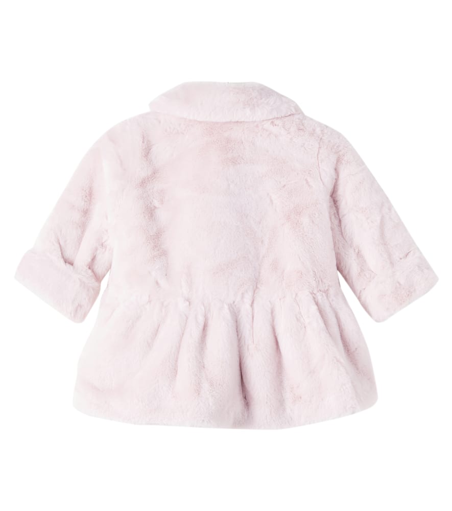 Baby bow-detail faux fur coat