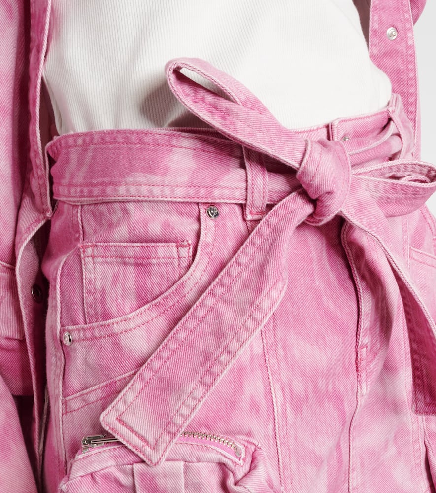 Camouflage denim cargo miniskirt