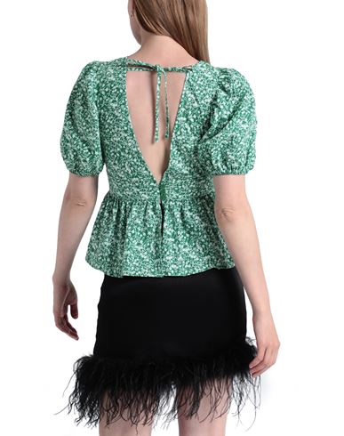 Topshop Woman Top Green Size 4 Cotton