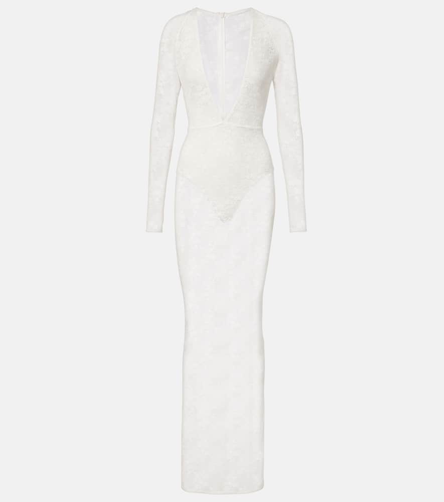 Bridal sheer lace gown
