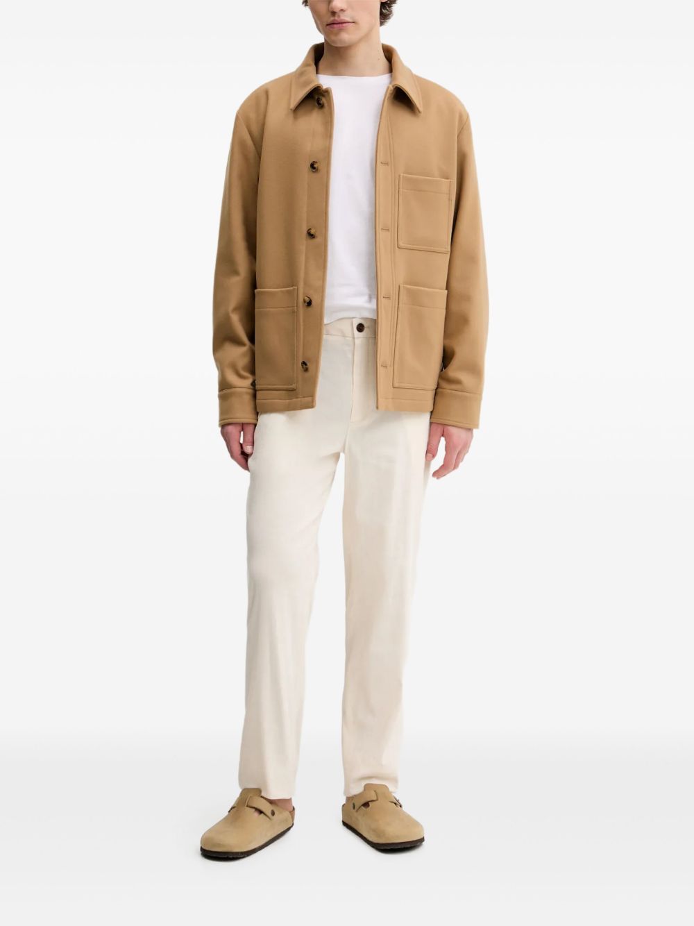 Patch-pocket wool-blend jacket - Brown