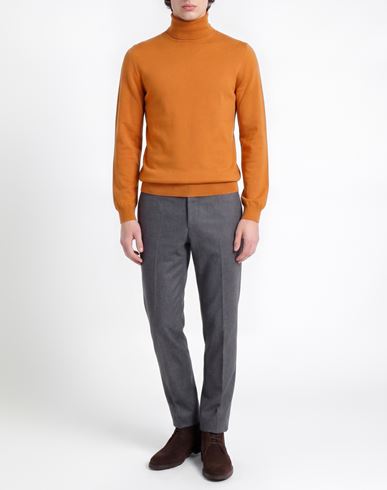 Man Turtleneck Orange Size 36 Virgin Wool, Polyamide