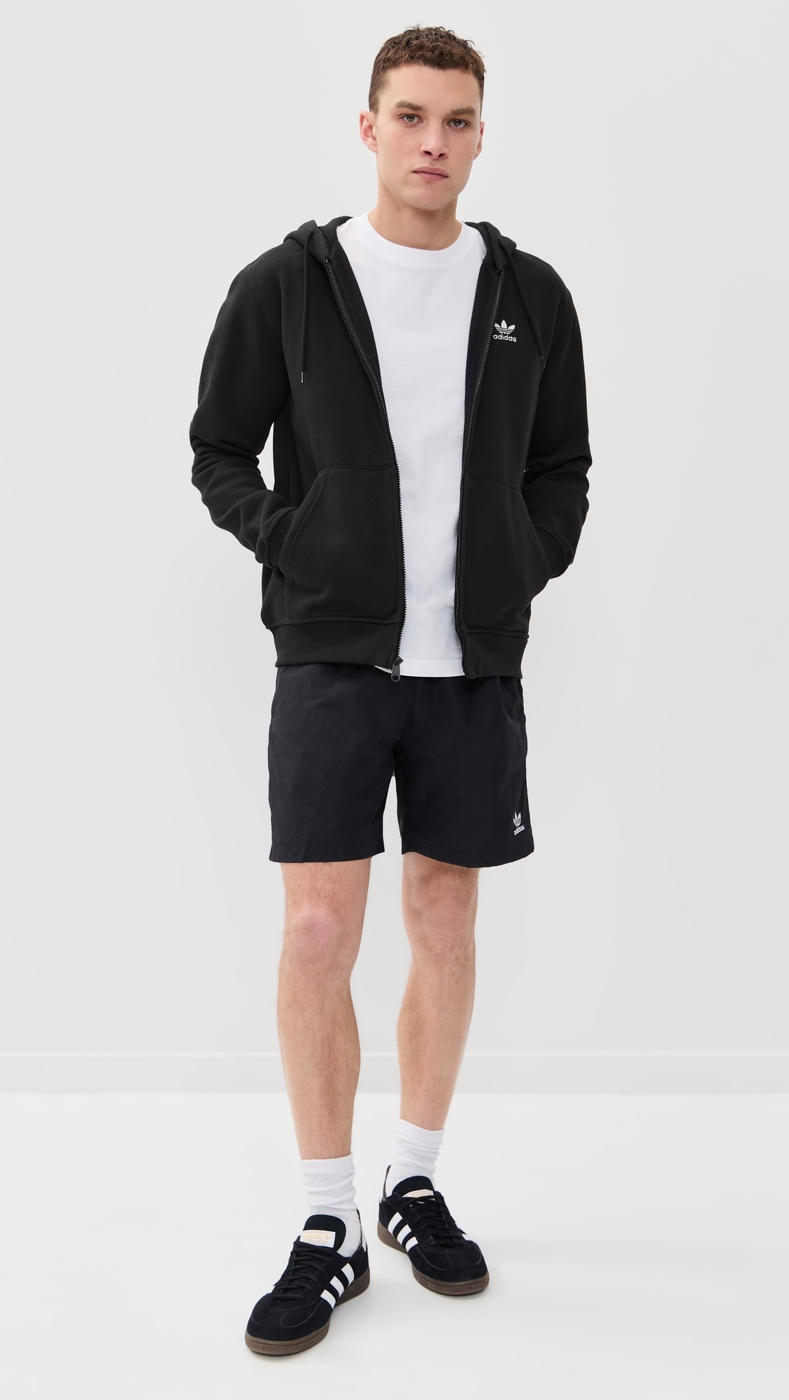 Trefoil Essentials Full Zip Hoodie Black