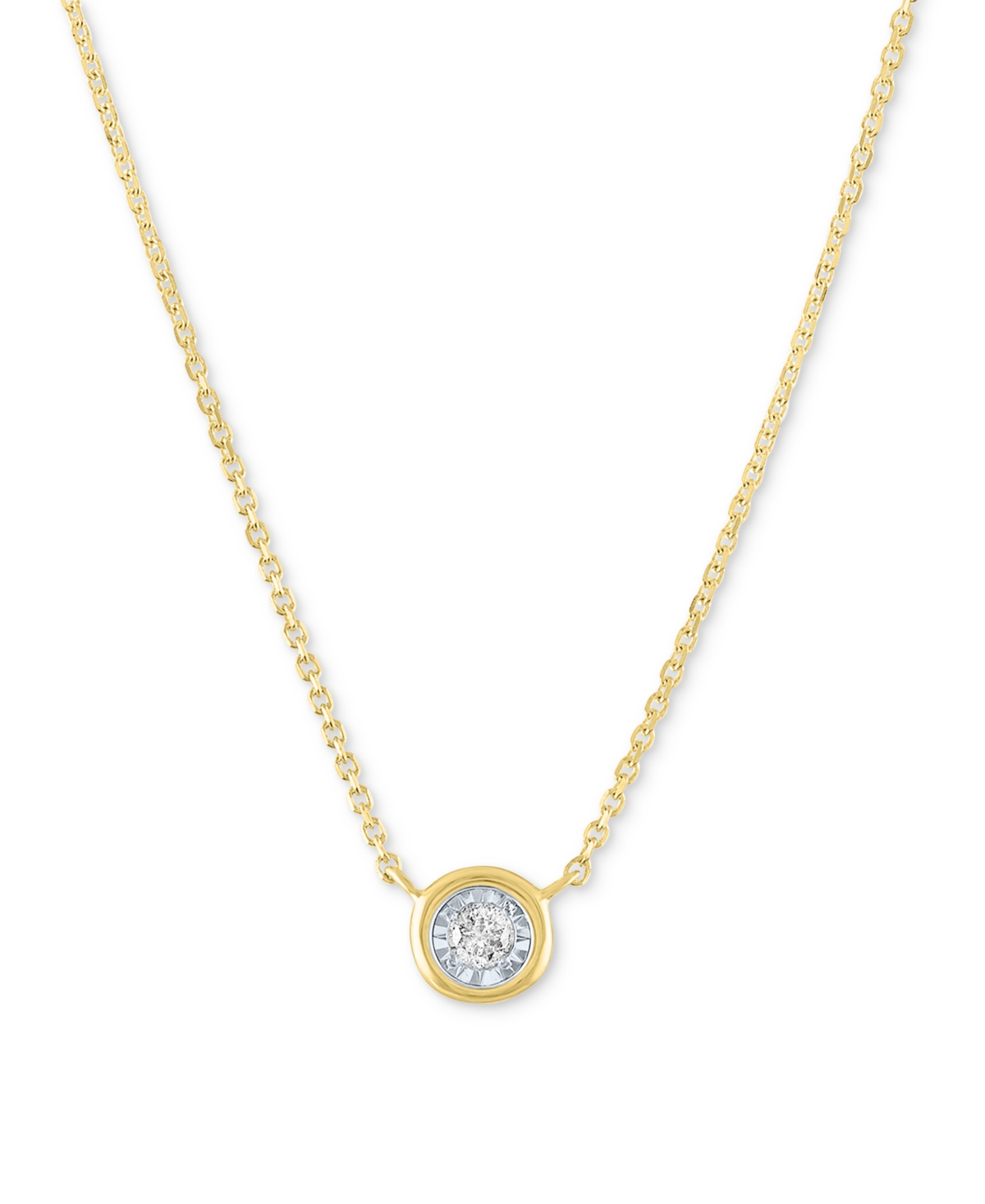 "Diamond Bezel 18"" Pendant Necklace (1/20 ct. t.w.) in 10k White or Yellow Gold - Yellow Gold"