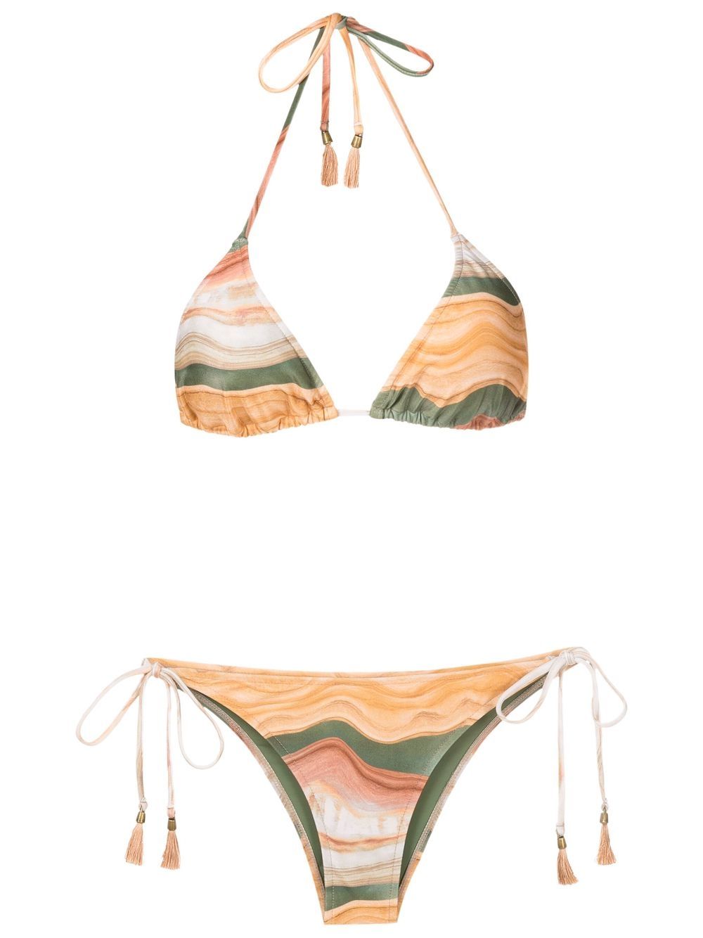 Maya tie tassel bikini set - Brown