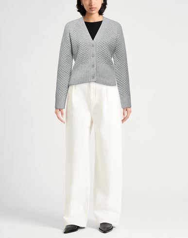 Woman Cardigan Grey Size 6 Virgin Wool, Silk, Cashmere