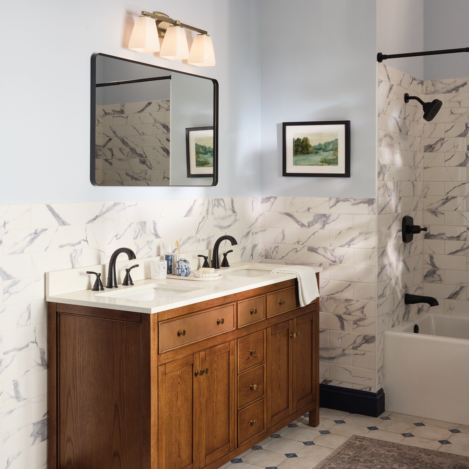 Champagne Bronze Bathroom Vanity Light from the Marant Collection