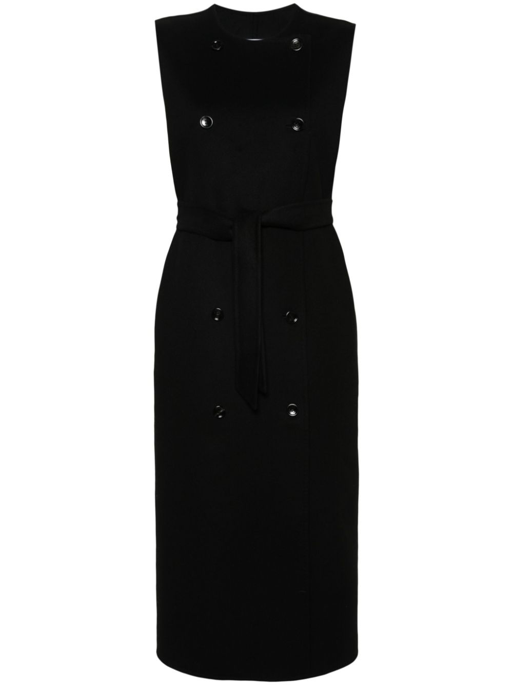 Double-breasted sleeveless coat - Black