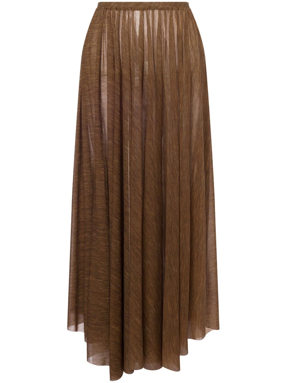 Gathered-detail high-waisted skirt - Brown